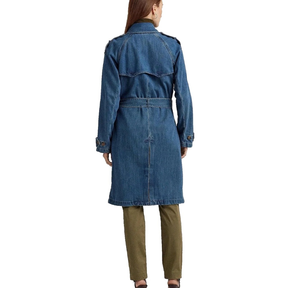 Lauren Ralph Lauren Light Blue Denim Trench Coat 16W - Picture 2 of 14